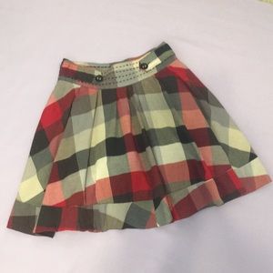 Plaid Flared Skirt